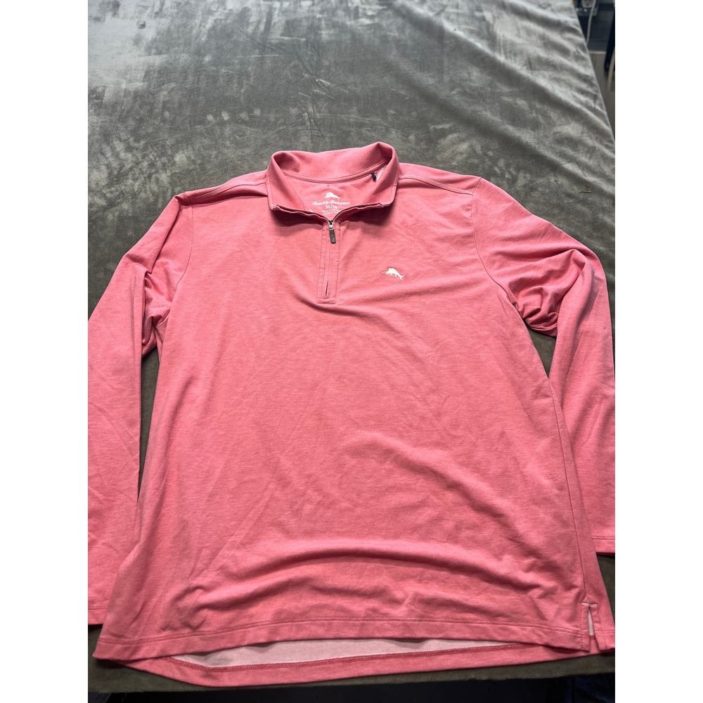 Tommy Bahama Men's Pink Quarter Zip Pullover Shirt XL/TG Long Sleeve